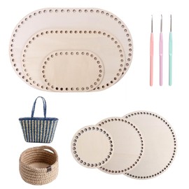 NICKLIN Pack of 9 Bag Base for Crochet, Crochet Basket Base for Crochet, Wooden Base for Crochet, Natural Wood Basket Base, Oval Wooden Base, Crochet Basket Wooden Base for DIY Handbag, 10/15/20/30