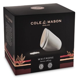 Cole & Mason H121923 Whitmore Salt Pig | Salt Cellar/Salt Pot/Salt Box | White Ceramic | (H) 145mm x (W) 115mm x (D) 160mm | Salt Not Included/Dishwasher Safe | 2 Year Guarantee