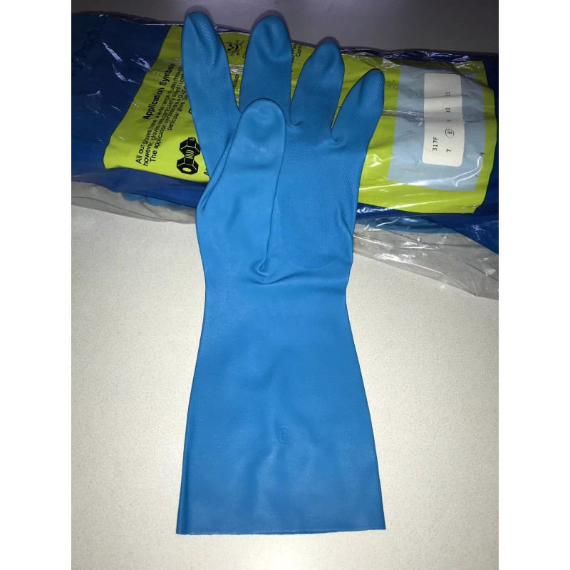 MARIGOLD DOZEN Marigold Industrial 12" Blue Rubber Gloves 317F Size