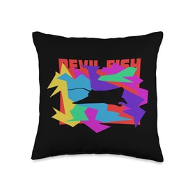 Animal and Pet Print Devil-Fish Animal Mosaik Puzzle Throw Pillow, 16x16, Multicolor