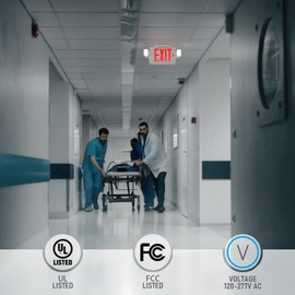 TORCHSTAR LED Combo Exit Sign, Red Letter Exit Sign with Emergency Lights, Emergency Lighting with Battery Backup, UL&FCC Listed, Two Adjustable Heads, Double Face, AC 120-277V, White, Pack of 4