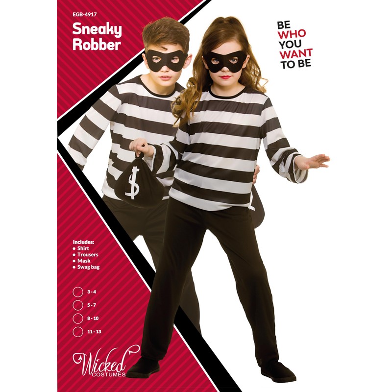 Kids Unisex Sneaky Robber Fancy Dress Costume - Medium (5-7