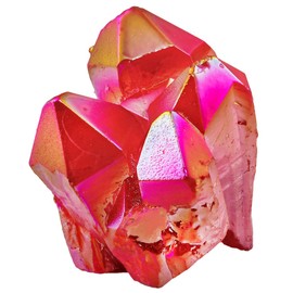 Shanxing Shanxing Ruby Red Titanium Coated Quartz Crystal Cluster Specimen, Ruby Clear Quartz Reiki Healing Crystal and Gemstone Gift Rock Mineral Red Crystal Stone Ornament Room Party Cake Decor Pocket Stone