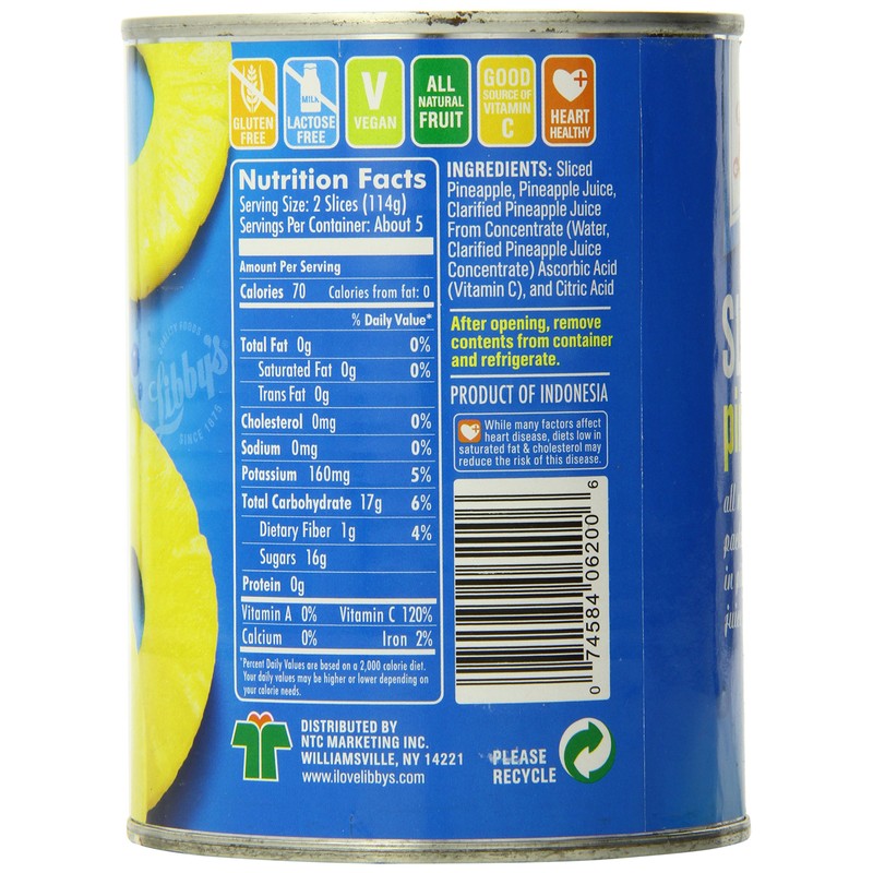 Libby's Sliced Pineapple, 20 Ounce (Pack of 12)