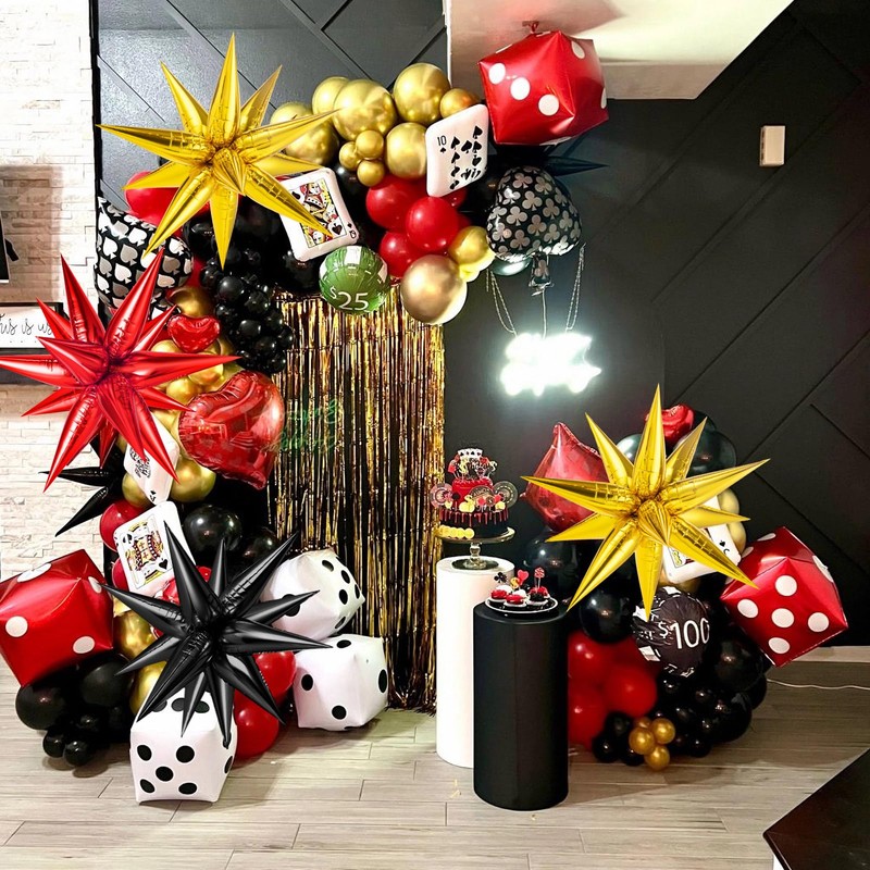 Red Black and Gold Star Balloons, 72 Pcs Large Mylar