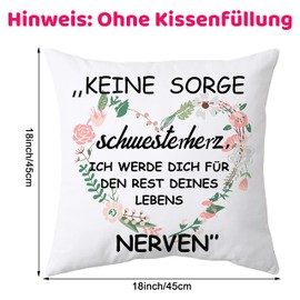 Shoppawhile Sister Gift Birthday Gifts for Sister Christmas Gift Sister White Cushion Cover 45 x 45 cm (White Sister 45 x 45 cm)