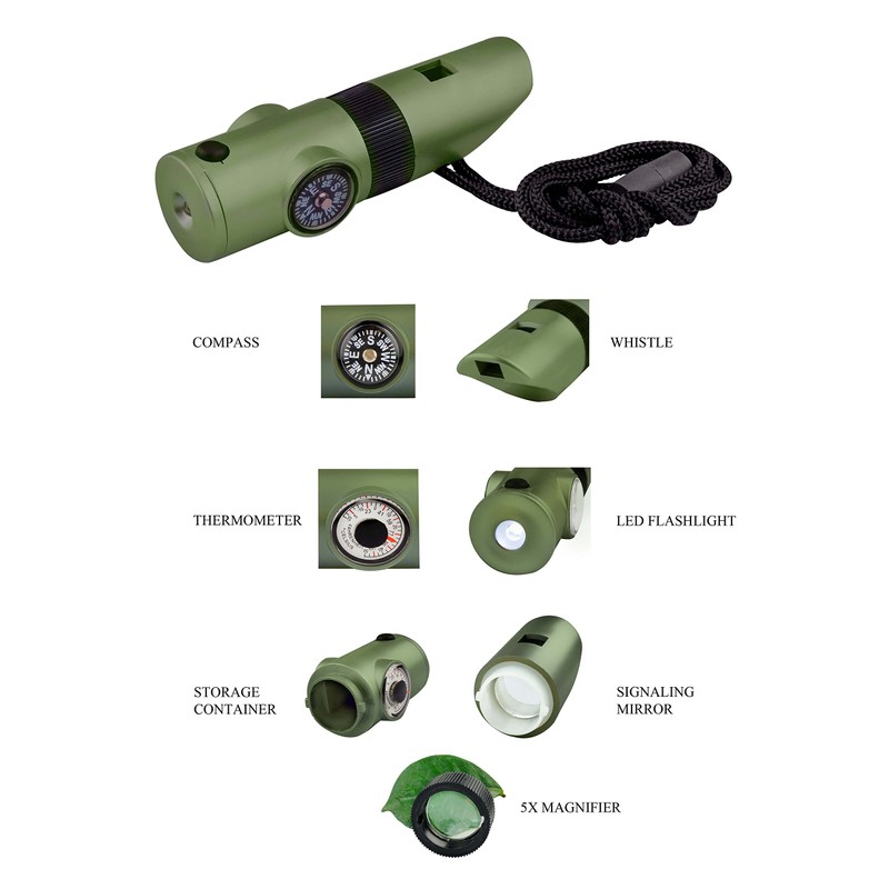 SE 7-IN-1 Green Survival Whistle - CCH7-1G