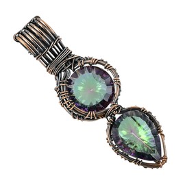 Copperie Rainbow Mystic Gemstone Pendant Copper Wire Wrapped Jewelry Necklace 20"