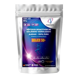 Péptidos Bioactivos de Colágeno Hidrolizado Mujer +50 años 800 gramos | Fórmula Alemana Antienvejecimiento + Belleza y Movilidad | 95% de Biodisponibi
