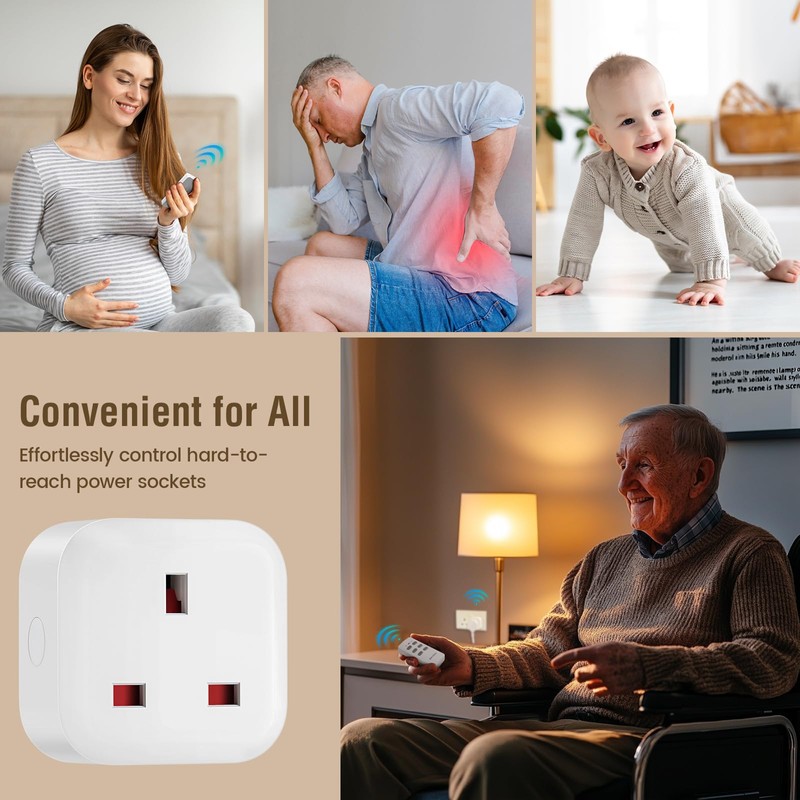 SURAIELEC Remote Control Plug Socket UK, 100Ft Wireless Light Switch,