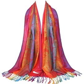 BABAHU Colorful flowers Jacquard cotton pashmina Women Wrap Shawl tassels Scarves
