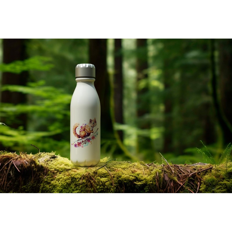 MAXIKIWI - Einwandige Wasserflasche mit Schraubverschluss, nicht isoliert, leichtes Aluminium,