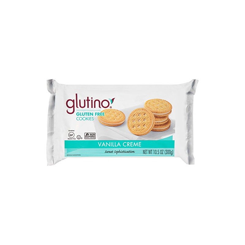 Glutino Vanilla Crème Flavored Sandwich Cookies, Gluten Free, Non GMO,