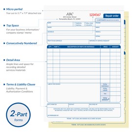 Harfesto Repair Order Book, 2 Part Carbonless Job Work Order Forms - White/Yellow, 5-7/10 x 8-1/4 Inches, Invoice Receipt Book for Small Business, Consecutively Numbered, 200 Sets (4 Packs)