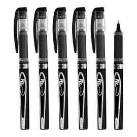 Premium Gel Roller Ball Pen Set - 6 Fine Point Pens (Black) - (0.7 mm) - Comfort Grip - Ideal for Office and School Supplies (Black)