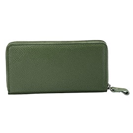 Fur Specialty Store Elbert 3774 (Utility Model Registration) Made in Japan Toyooka Kobo Coin Divided Leather Long Wallet, Cowhide Leather, Round Zipper, Willow Workmanship, green