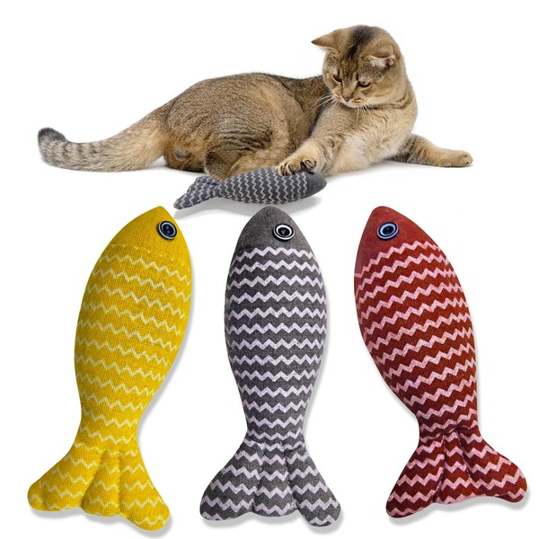 Indoor Cat Toys for Catnip Fish: 3 Packs Simulation Fish