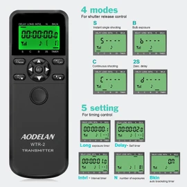 Aodelan Wireless Timer Remote Shutter Release for Nikon Z9, Z6, Z7, Coolpix P1000,D750,D850,D810,D700, Intervalometer Replaces Nikon MC-DC2, MC-30, MC-36A, Timer Remote Controller.