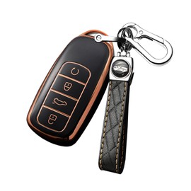 ontto TPU Car key fob cover keyring Fit for Chery Tiggo 8 PRO Tiggo 8 PRO MAX Tiggo 7 PRO MAX OMODA 5C Smart key case Holder shell bag keychain protection Auto Accessories 4 buttons Gold Black A
