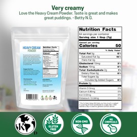 Z Natural Foods Heavy Cream Powder - Nutrient-Dense, Delicious Powdered Cream with 1-Year Shelf Life - Easy to Use & Perfect for Coffee, Baking & Recipes, Keto-Friendly, Gluten-Free, 1 lb