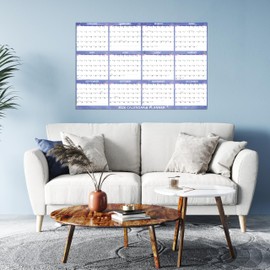 2026 Large Dry Erase Calendar - 48" x 32", 2026 Dry Erase Calendar for Wall, Erasable & Reusable Laminated 2026 Wall Calendar with 15 Round Stickers, Large Space for Office, Home, School
