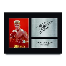 HWC Trading A4 Dolph Lundgren Rocky 4 IV Ivan Drago Presents Printed Autographed Autograph Display Film Fans - A4
