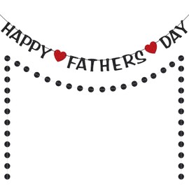 Happy Fathers Day Banner | Father's Day Decorations| Black Glitter Father's Day Banner | Father's Day Party Decorations | Fathers Day Party Backdrop (Black)