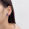 Clip on Blue Heart Small Fake Stud Earrings for Women