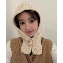 Women's Winter Knit Balaclava Hooded Neck Warmer lf2523 Free Size/M56-58cm Dark Brown 3ea