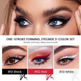 evpct 3Pcs Black Red White Liquid Wing Eyeliner Stamp Eye Pencil Makeup Set Waterproof Colored Color Eye Liners Stamps Shapes delineador de ojos contra el agua delineadores de colores para ojos 1+2+10