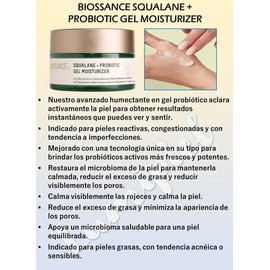 Biossance Gel Hidratante Facial Escualano  Probióticos 50ml