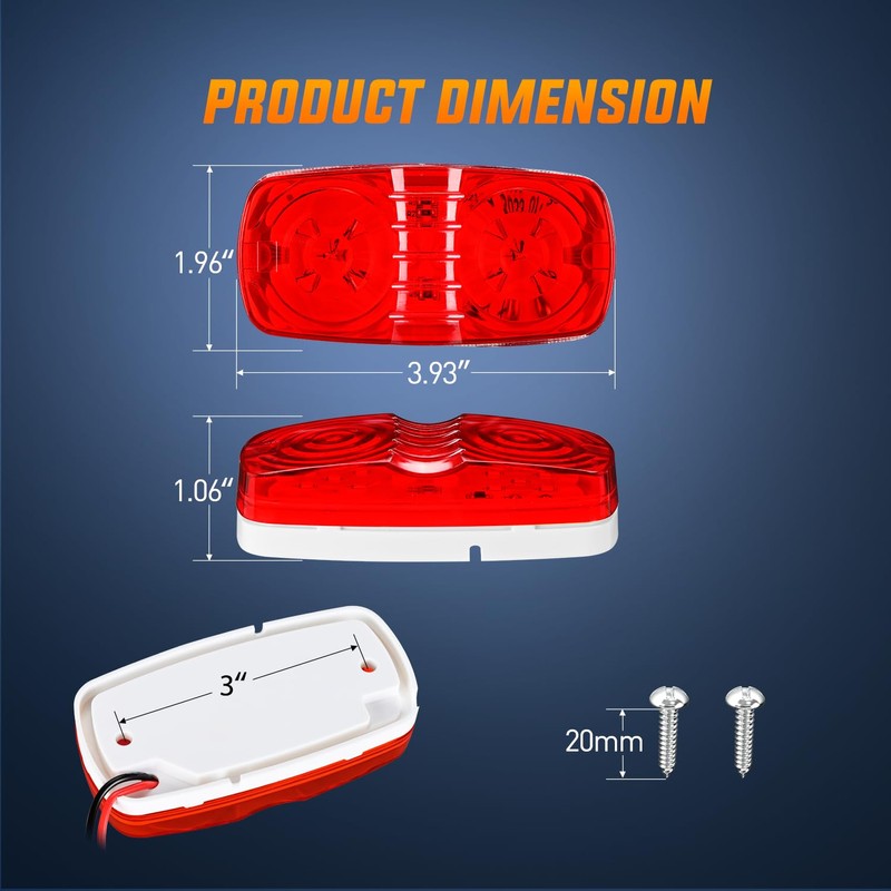 Nilight Double Bullseye Marker Light 14PCS Red Amber 10LED Rectangular