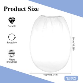 Okxiri 10 PCS Paint Strainer Bags 5 Gallon, Paint Filter Bag White Fine Mesh Strainer Bags, Elastic Top Opening Mesh Bag for Gardening, Paint