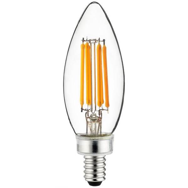 Sunlite 81102 LED Chandelier Filament Style Light Bulb, Torpedo Tip 5 Watts (60 W Equivalent), Dimmable, UL Listed, Candelabra E12 Base, 1 Pack, 30K - Warm White
