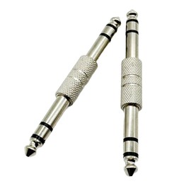 UpperFu 2pcs 6.35mm 1/4" Stereo Male to 6.35mm 1/4 inch Male TRS Coupler Audio Headphone TRS Adapter Converter Connector