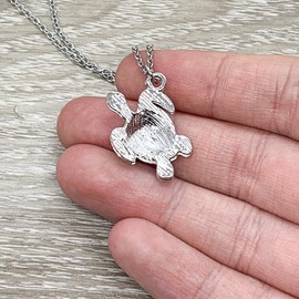 Green Turtle Pendant Necklace Handmade Silver