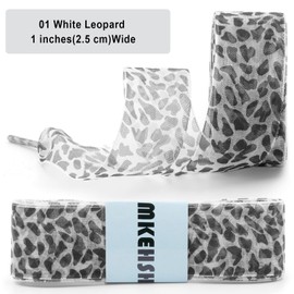 MKEHSH Snow Yarn Shoe Laces: 2 Pair 1 Inches Wide White Leopard Flat Sneakers Shoelaces 47 Inch