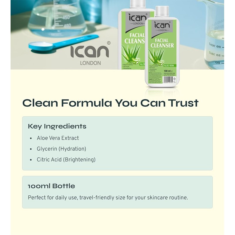 ican London Aloe Vera Deep cleansing Facial Cleanser 2 x