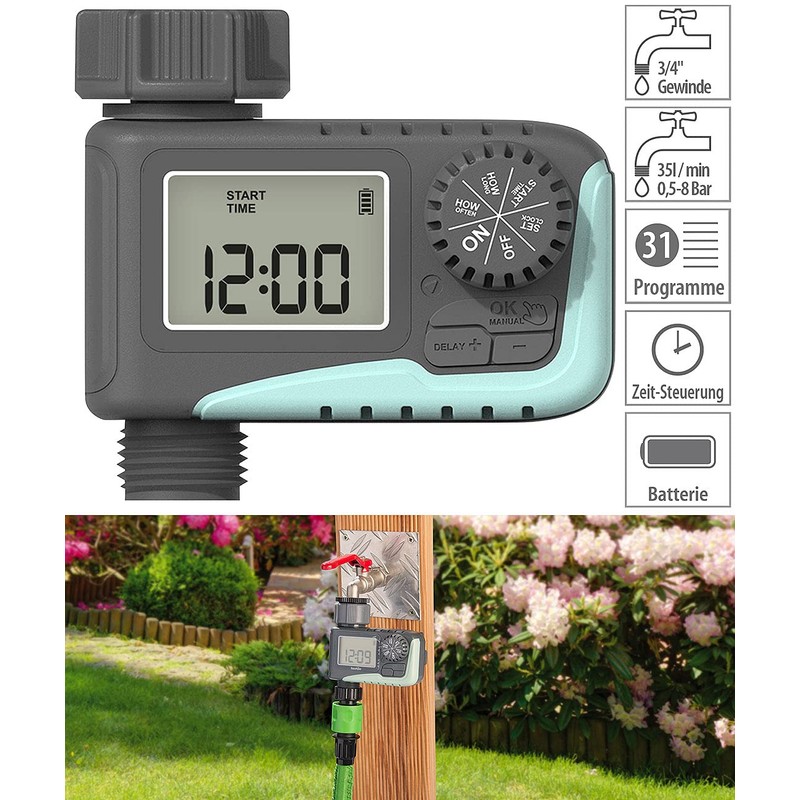 Royal Gardineer Watering Garden: Digital Irrigation Computer with LCD Display