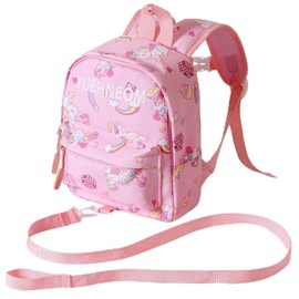 YUEHNEOM Harness Backpack with Removable Tether Travel Toddler Safety Backpack Anti-Lost Kids’ Mini Backpack Kids Baby Harness Backpack for Toddlers Age 1-5 Years (Pink)