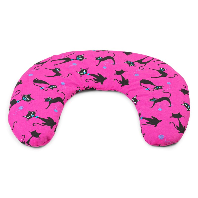 Cherry Stone Neck Pillow 30 x 33 cm Cat Pink