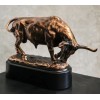 Wall Street Charging Bull Bronze Electroplated Resin Statue With Pedestal Base