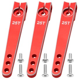 3Pack Vgoohobby 25T Servo Arm Horn Aluminum 25 Teeth Steering Arms Compatible with Futaba Hitec Savox Power HD Servo Motors Fit RC Crawler Car Airplane Plane Boat (2inch,Red)