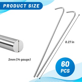 60 Pack Chain Link Fence Ties, 8.27 Inch Galvanized Steel Fence Ties, 14 Gauge Chain Link Fence Repair Kit for Garden and Dog Kennel (60)