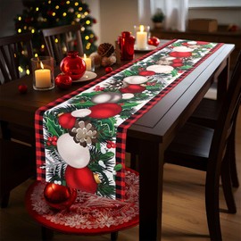 WHIPPY Red and Black Buffalo Check Plaid Christmas Table Runner Farmhouse Christmas Runner Xmas Holiday Home Kitchen Dining Party Table Decor