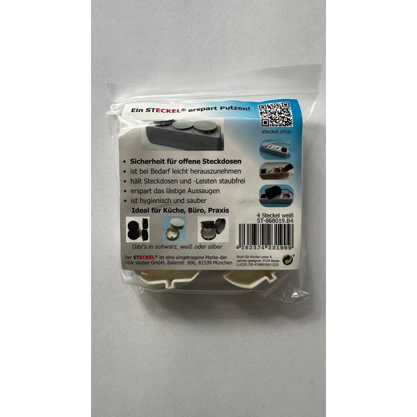 4 x Plug White 19.B4 Dust Cover Socket Cover for