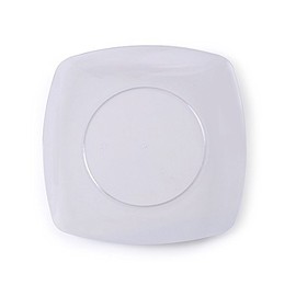 Fineline Settings 1510-CL, 10-Inch Renaissance Clear Plastic Dinner Plates, Disposable Catering Square Salad Serving Plates, 120-Piece Case