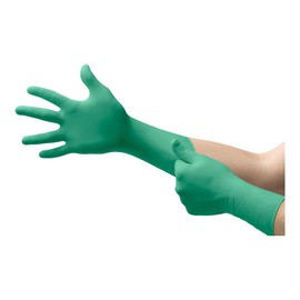 Ansell Healthcare 114099 Series 92-605 TouchNTuff Nitrile Glove, Ambidextrous, Powder Free, Textured Fingers, Beaded Cuff, X-Large, Green (Pack of 1000)