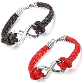 Aroncent bracelet infinity wrap bracelet charm bracelet unisex partner bracelet friendship bracelet women's leather bracelet, black, red, white, blue, purple, orange., Stainless Steel