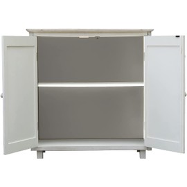 PARISLOFT Rustic Farmhouse Wood Accent Buffet Sideboard Storage Server Cabinet with 2 Doors,Entryway Kitchen Dining Console Living Room Stand, 32" H, White